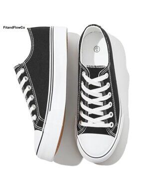 Canvas Sneakers Lace-Up Tennis Shoes Casual Athletic